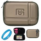Gun Metal Durable 5.2-inch Protective GPS Carrying Case with Removable Carbineer for Garmin dezl 560LMT / 2450LM /2555LMT 560LT /1695 5 inch Portable GPS Navigation System + SumacLife TM Wisdom Courage Wristband