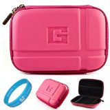 Magenta Durable 5.2-inch Protective GPS Carrying Case with Removable Carbineer for Garmin dezl 560LMT / 2450LM /2555LMT 560LT /1695 5 inch Portable GPS Navigation System + SumacLife TM Wisdom Courage Wristband